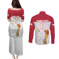 Custom Poland Football Champions Couples Matching Puletasi and Long Sleeve Button Shirt Sporty Style
