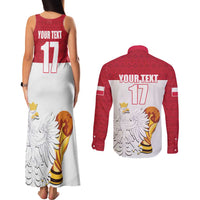 Custom Poland Football Champions Couples Matching Tank Maxi Dress and Long Sleeve Button Shirt Sporty Style