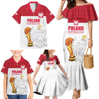 Custom Poland Football Champions Family Matching Mermaid Dress and Hawaiian Shirt Sporty Style