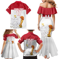 Custom Poland Football Champions Family Matching Mermaid Dress and Hawaiian Shirt Sporty Style