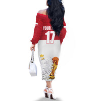 Custom Poland Football Champions Family Matching Off The Shoulder Long Sleeve Dress and Hawaiian Shirt Sporty Style