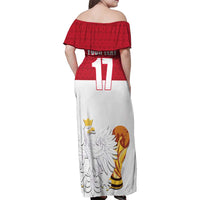 Custom Poland Football Champions Family Matching Off Shoulder Maxi Dress and Hawaiian Shirt Sporty Style