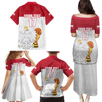 Custom Poland Football Champions Family Matching Puletasi and Hawaiian Shirt Sporty Style