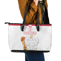Custom Poland Football Champions Leather Tote Bag Sporty Style