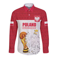 Custom Poland Football Champions Long Sleeve Button Shirt Sporty Style