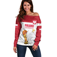 Custom Poland Football Champions Off Shoulder Sweater Sporty Style