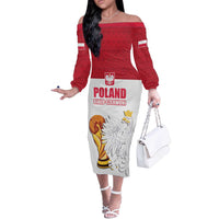 Custom Poland Football Champions Off The Shoulder Long Sleeve Dress Sporty Style