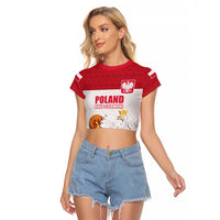 Custom Poland Football Champions Raglan Cropped T Shirt Sporty Style