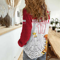 Custom Poland Football Champions Women Casual Shirt Sporty Style