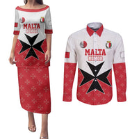 Custom Malta Football Champions Couples Matching Puletasi and Long Sleeve Button Shirt Sporty Style