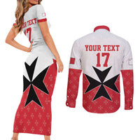 Custom Malta Football Champions Couples Matching Short Sleeve Bodycon Dress and Long Sleeve Button Shirt Sporty Style