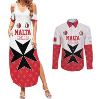 Custom Malta Football Champions Couples Matching Summer Maxi Dress and Long Sleeve Button Shirt Sporty Style