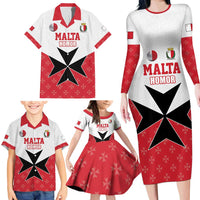 Custom Malta Football Champions Family Matching Long Sleeve Bodycon Dress and Hawaiian Shirt Sporty Style