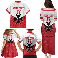 Custom Malta Football Champions Family Matching Puletasi and Hawaiian Shirt Sporty Style