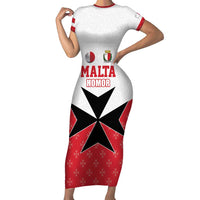 Custom Malta Football Champions Family Matching Short Sleeve Bodycon Dress and Hawaiian Shirt Sporty Style