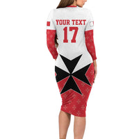 Custom Malta Football Champions Long Sleeve Bodycon Dress Sporty Style