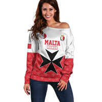 Custom Malta Football Champions Off Shoulder Sweater Sporty Style