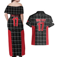 Custom Malta Football Jersey Go Champions Couples Matching Off Shoulder Maxi Dress and Hawaiian Shirt Black Style