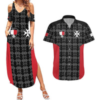 Custom Malta Football Jersey Go Champions Couples Matching Summer Maxi Dress and Hawaiian Shirt Black Style