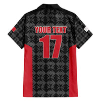 Custom Malta Football Jersey Go Champions Family Matching Off The Shoulder Long Sleeve Dress and Hawaiian Shirt Black Style