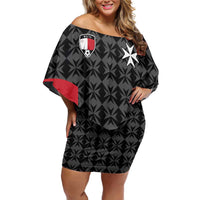 Custom Malta Football Jersey Go Champions Family Matching Off Shoulder Short Dress and Hawaiian Shirt Black Style