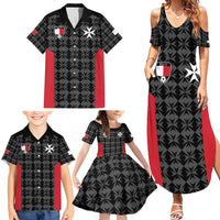 Custom Malta Football Jersey Go Champions Family Matching Summer Maxi Dress and Hawaiian Shirt Black Style