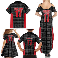 Custom Malta Football Jersey Go Champions Family Matching Summer Maxi Dress and Hawaiian Shirt Black Style