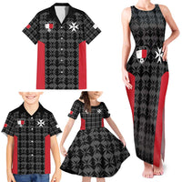 Custom Malta Football Jersey Go Champions Family Matching Tank Maxi Dress and Hawaiian Shirt Black Style