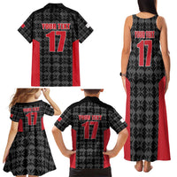 Custom Malta Football Jersey Go Champions Family Matching Tank Maxi Dress and Hawaiian Shirt Black Style