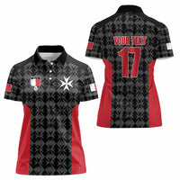 Custom Malta Football Jersey Go Champions Women Polo Shirt Black Style