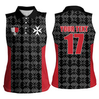 Custom Malta Football Jersey Go Champions Women Sleeveless Polo Shirt Black Style
