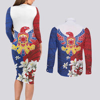 Philippine Eagle Week Couples Matching Long Sleeve Bodycon Dress and Long Sleeve Button Shirt Filipino Patern