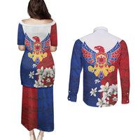 Philippine Eagle Week Couples Matching Puletasi and Long Sleeve Button Shirt Filipino Patern
