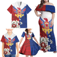 Philippine Eagle Week Family Matching Off Shoulder Maxi Dress and Hawaiian Shirt Filipino Patern