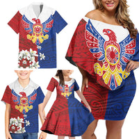Philippine Eagle Week Family Matching Off Shoulder Short Dress and Hawaiian Shirt Filipino Patern