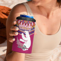 Greenland National Day 4 in 1 Can Cooler Tumbler Inuit Kalaallisuut style