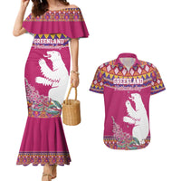 Greenland National Day Couples Matching Mermaid Dress and Hawaiian Shirt Inuit Kalaallisuut style
