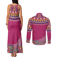 Greenland National Day Couples Matching Tank Maxi Dress and Long Sleeve Button Shirt Inuit Kalaallisuut style