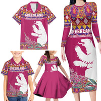 Greenland National Day Family Matching Long Sleeve Bodycon Dress and Hawaiian Shirt Inuit Kalaallisuut style