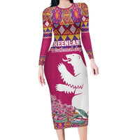 Greenland National Day Family Matching Long Sleeve Bodycon Dress and Hawaiian Shirt Inuit Kalaallisuut style