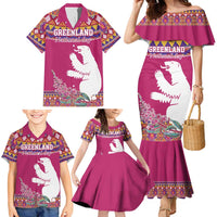 Greenland National Day Family Matching Mermaid Dress and Hawaiian Shirt Inuit Kalaallisuut style