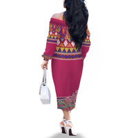 Greenland National Day Family Matching Off The Shoulder Long Sleeve Dress and Hawaiian Shirt Inuit Kalaallisuut style