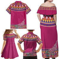 Greenland National Day Family Matching Off Shoulder Maxi Dress and Hawaiian Shirt Inuit Kalaallisuut style