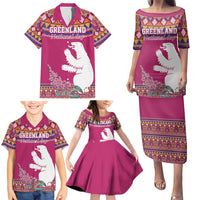Greenland National Day Family Matching Puletasi and Hawaiian Shirt Inuit Kalaallisuut style