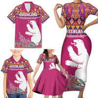 Greenland National Day Family Matching Short Sleeve Bodycon Dress and Hawaiian Shirt Inuit Kalaallisuut style