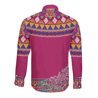 Greenland National Day Long Sleeve Button Shirt Inuit Kalaallisuut style