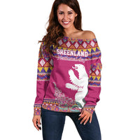 Greenland National Day Off Shoulder Sweater Inuit Kalaallisuut style
