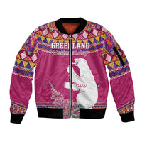 Greenland National Day Sleeve Zip Bomber Jacket Inuit Kalaallisuut style