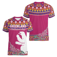 Greenland National Day Women V-Neck T-Shirt Inuit Kalaallisuut style