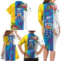 Canary Islands Dia de Canarias Family Matching Long Sleeve Bodycon Dress and Hawaiian Shirt 42th Anniversary